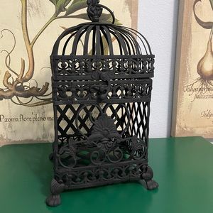 Vintage black metal birdcage for wedding cards
